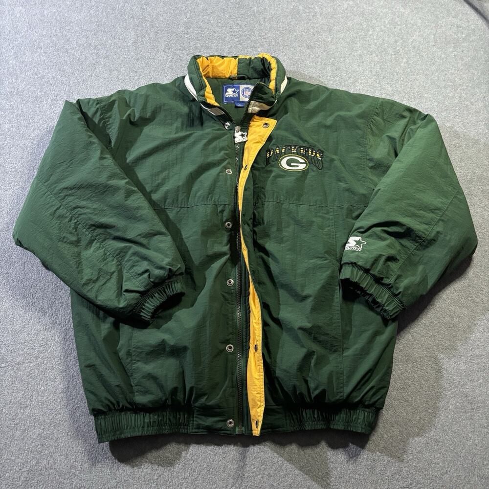 Vintage 90s Green Bay Packers Starter Puffer Jacket Men’s Large Full Zip NFL